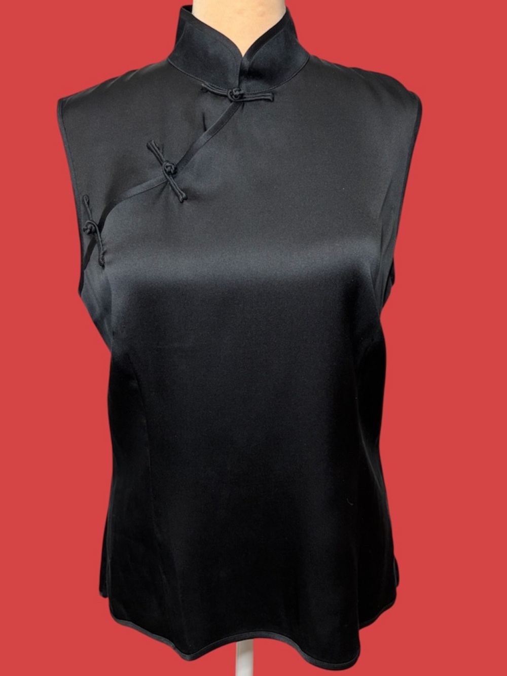 Vintage Banana Republic Black Silk Mandarin Collar Blouse